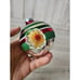 Vintage radko shiny Brite indent green red striped glitter ball ornament set Xma