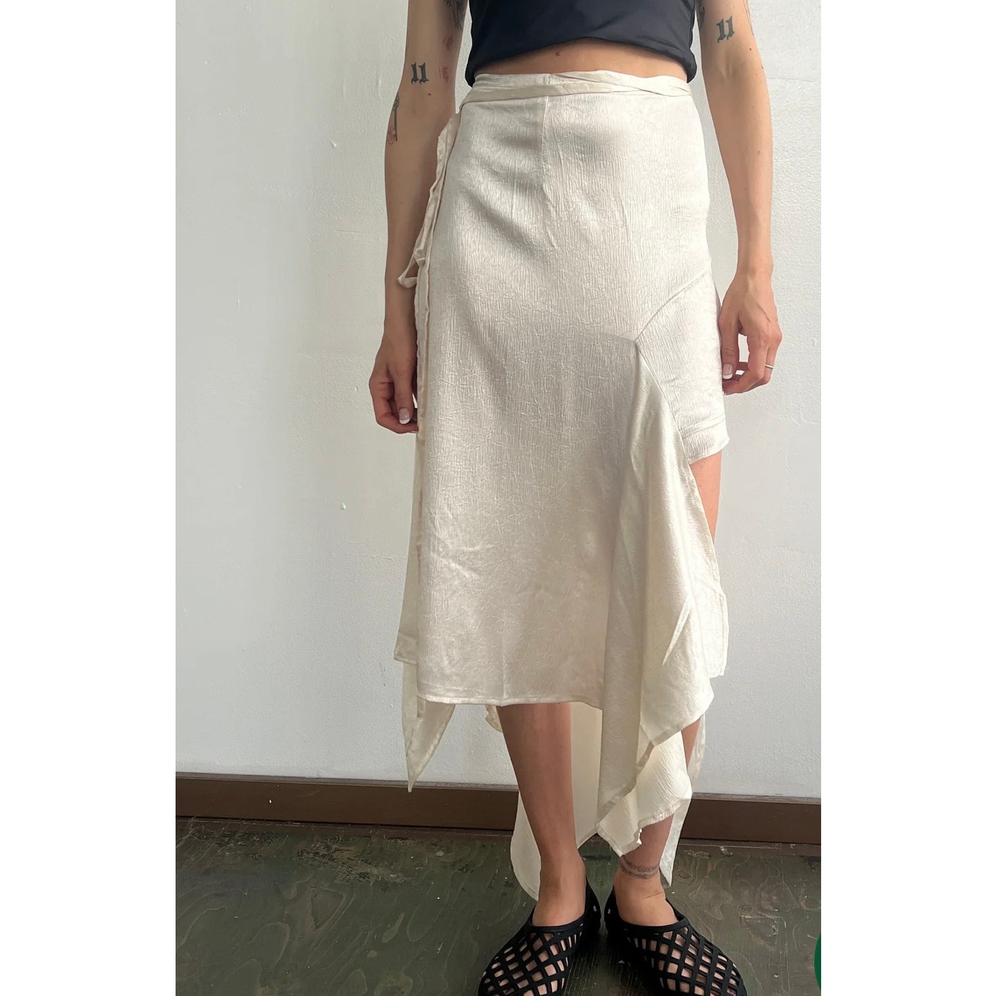 NWT Loucia Gabrielle Asymmetric Wrap Skirt in Cream SMALL Reg Price 109