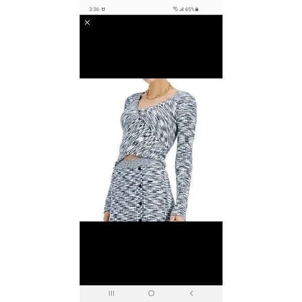 Inc International Concepts Marled Cropped Surplice Sweater Sz Sm
