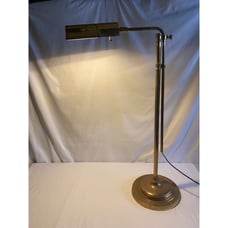 VTG 70s MCM Brass Adrustable Swing Pharmacy Reading Floor Lamp Working