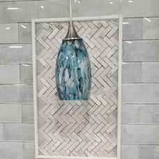 1-Light Pendant Light, Handcrafted Art Glass Blue