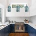 1-Light Pendant Light, Handcrafted Art Glass Blue