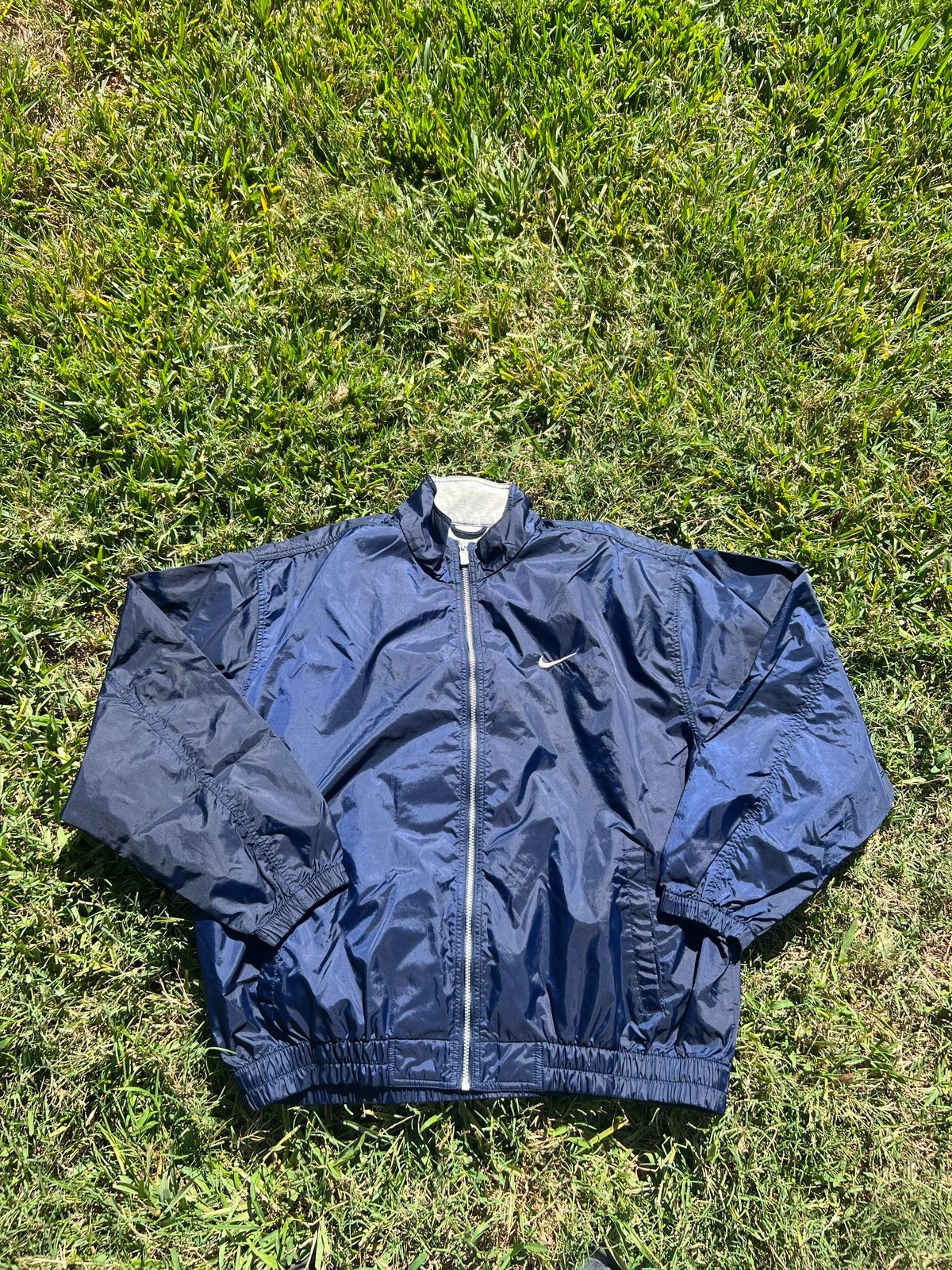 Vintage Nike Lined Windbreaker Track Jacket Men's XL Navy Blue 90s