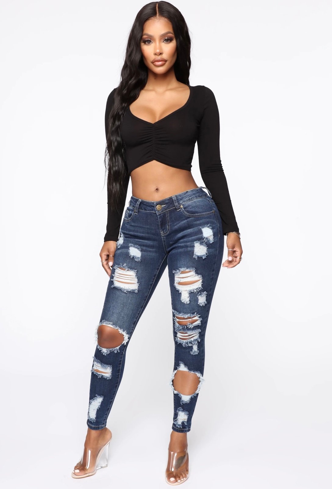 Chasing Waterfalls Ankle Jeans-Dark Denim