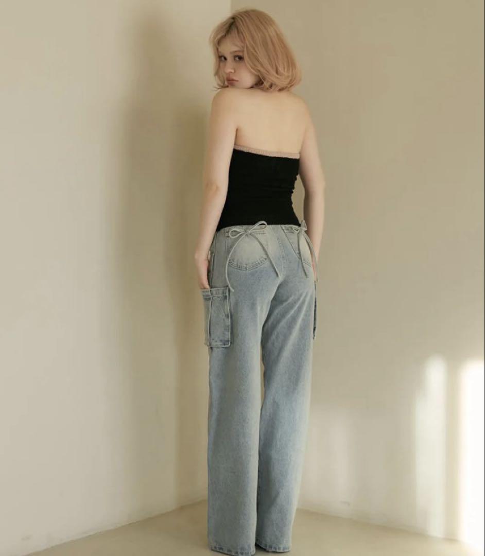 大人女性の New] Other S pants denim ribbon Back andmary パンツ