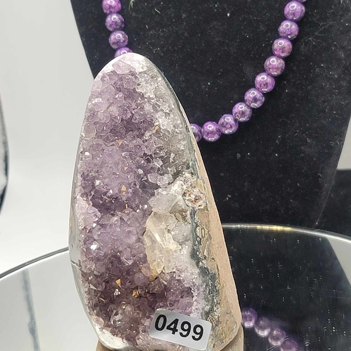 ALL NATURAL PURPLE AMETHYST WITH CALCITE CLUSTER #0499