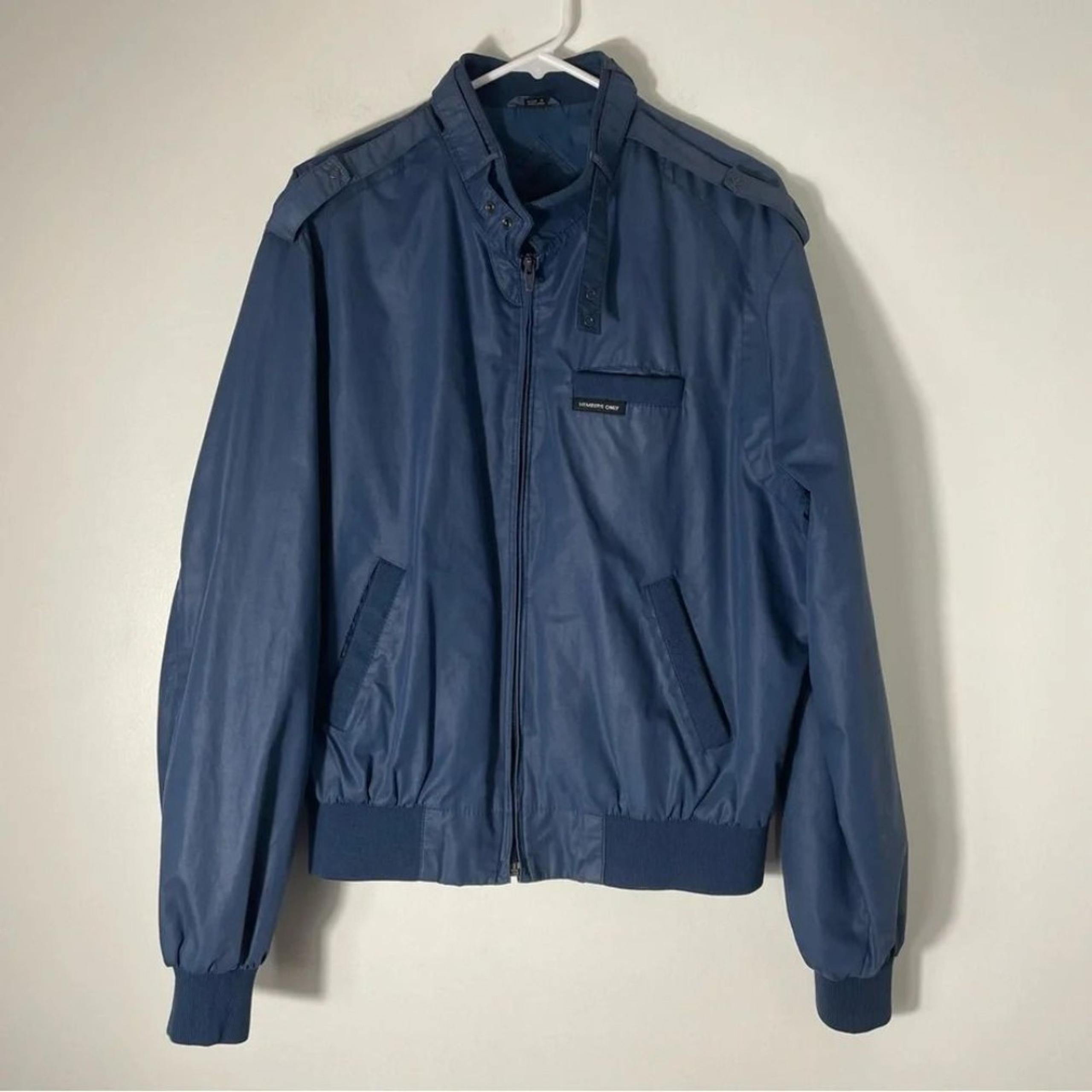 Members Only Men's Vintage Blue Windbreaker Jacket Size 44