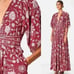 eShakti Wayward Fancies Floral Print Crepe Maxi Dress Red Size 12-14