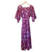 eShakti Wayward Fancies Floral Print Crepe Maxi Dress Red Size 12-14