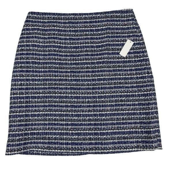 Talbots Women’s Black Purple Blue Plaid Tweed Boucle Lined Skirt Size 8 Petite