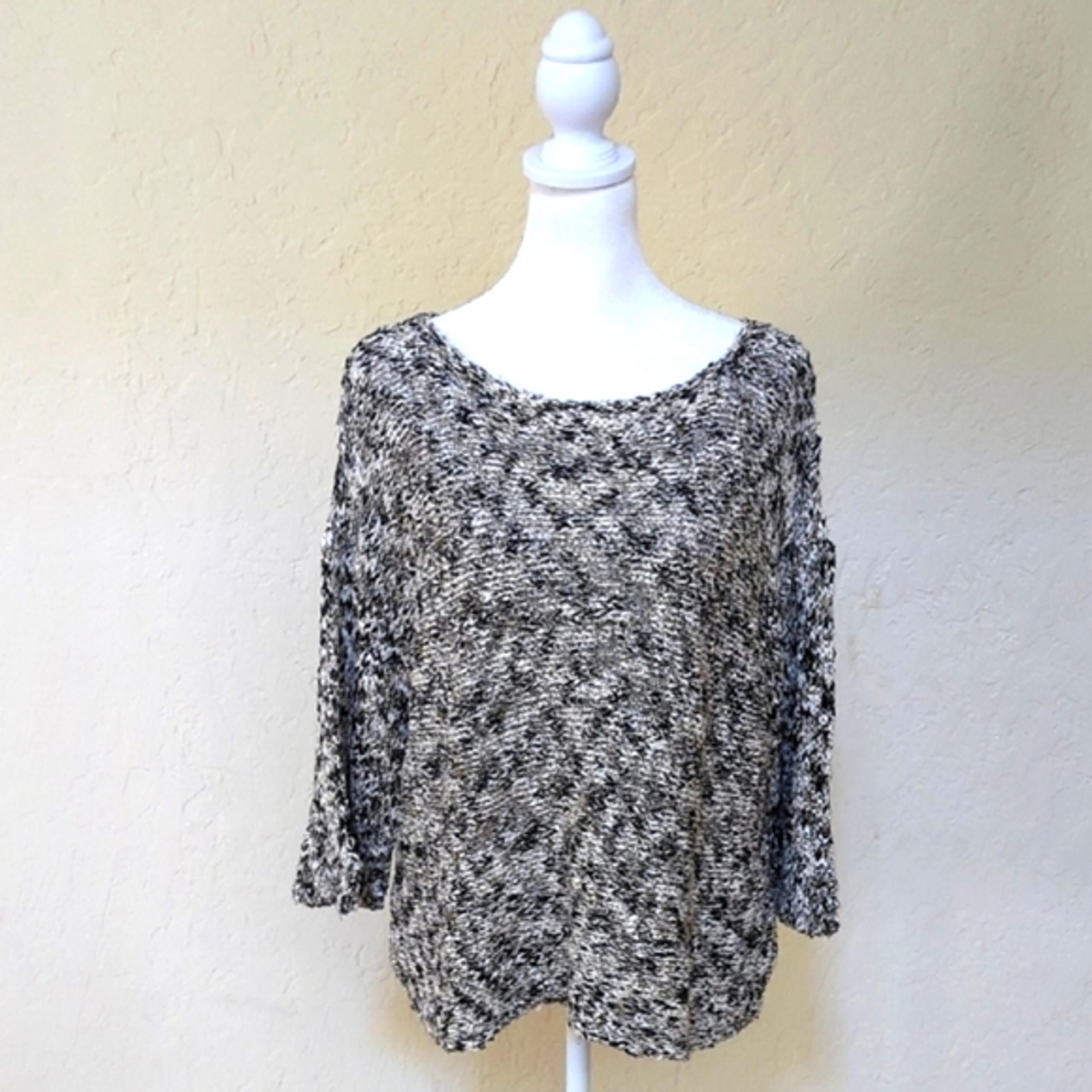 Eileen Fisher Marbled Boucle Cotton Blend Yarn Boat Neck Sweater Size Small