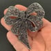 Large Faux Marcasite Bow Pin | Open Work Filigree Style with Rhinestones NEW