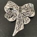 Large Faux Marcasite Bow Pin | Open Work Filigree Style with Rhinestones NEW