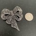 Large Faux Marcasite Bow Pin | Open Work Filigree Style with Rhinestones NEW