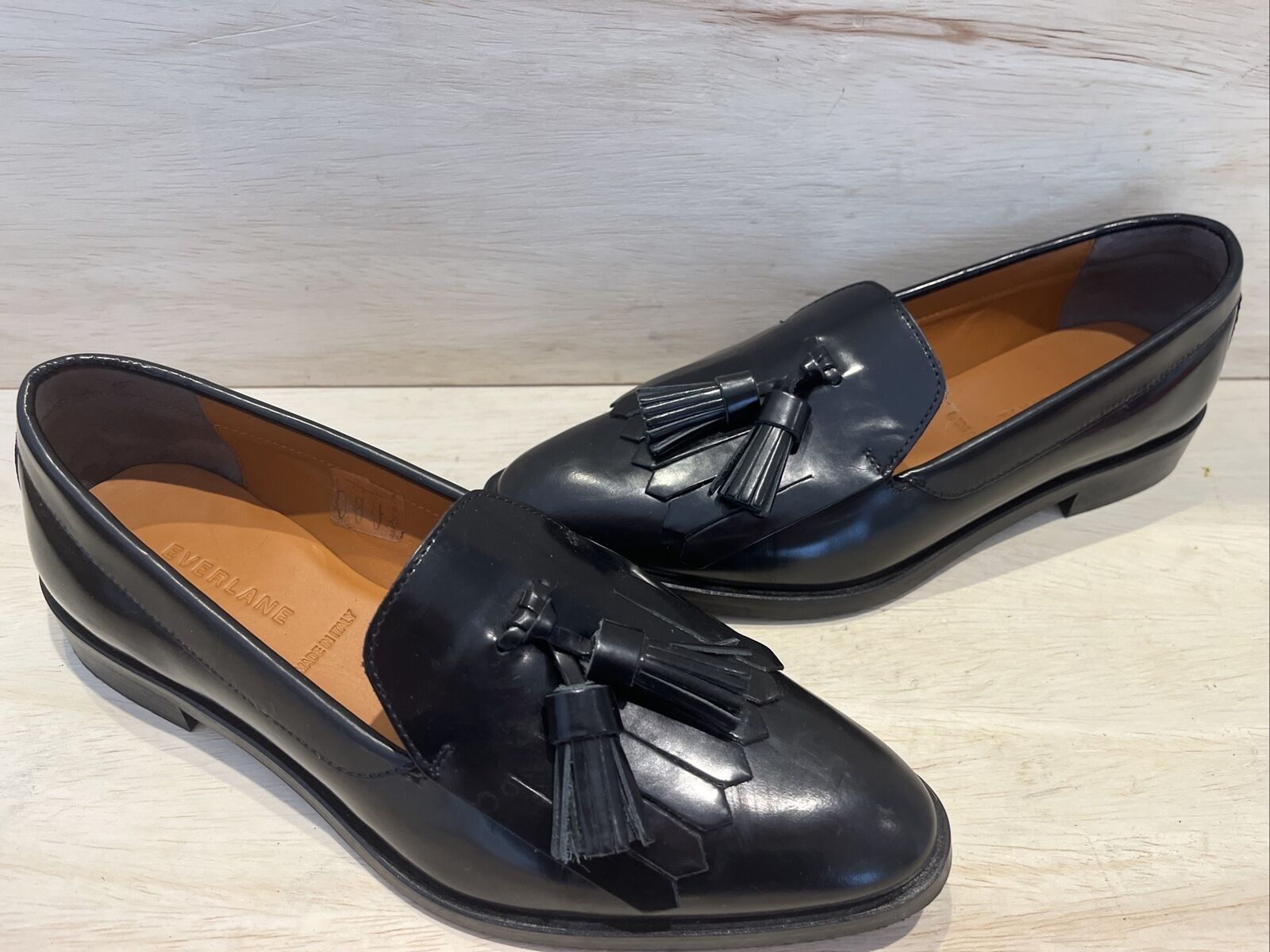 Everlane Womens The Modern Tassel Loafers in Black size 6 Oxfords Shoes slip ons