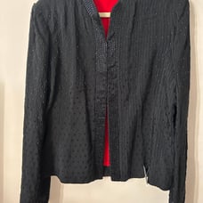 Umi Collections by Anne Crimmins Braved Black Blazer Silk size 10