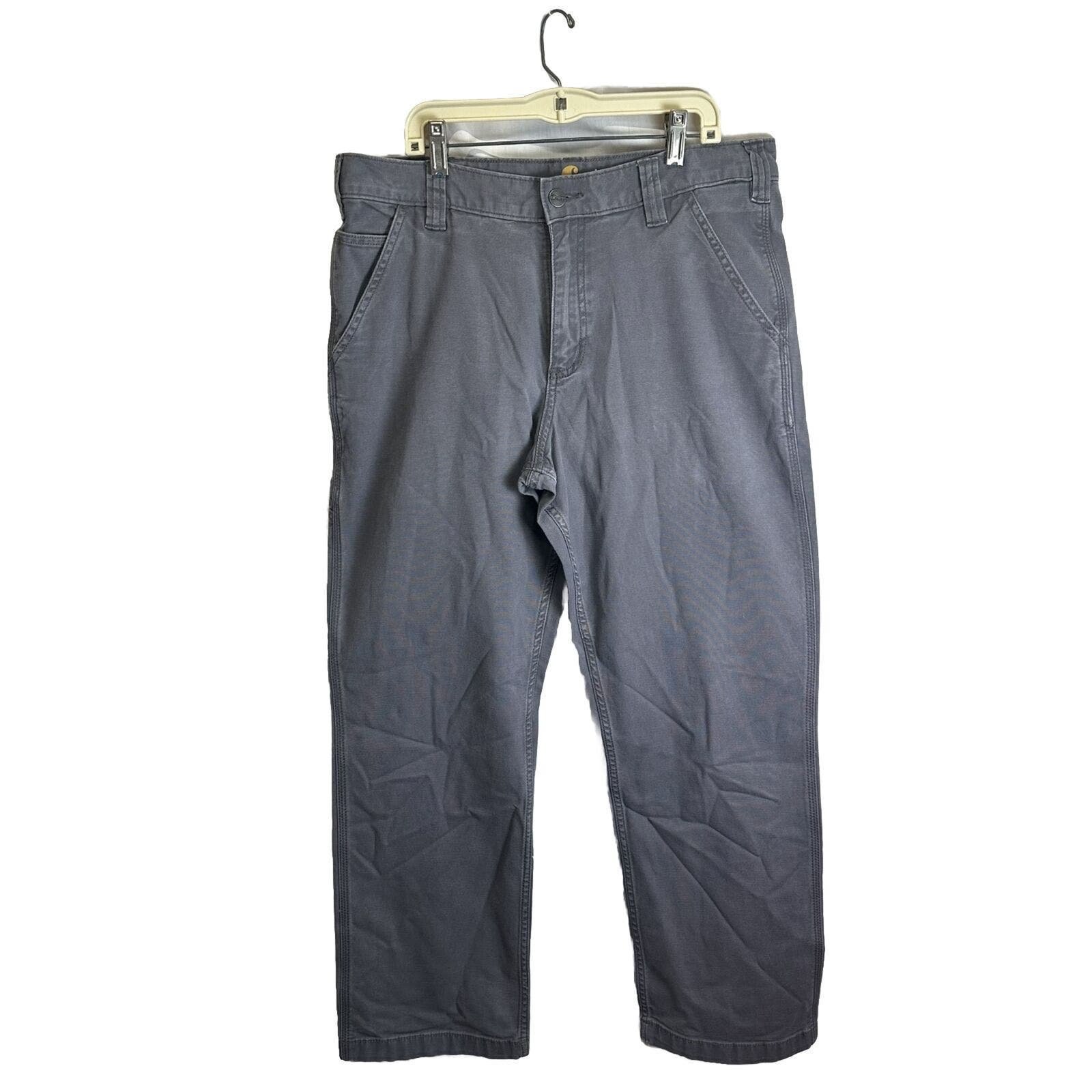 Carhartt Pants Mens 34X30 Gray Cotton Relaxed Fit Straight Leg 5 Pockets