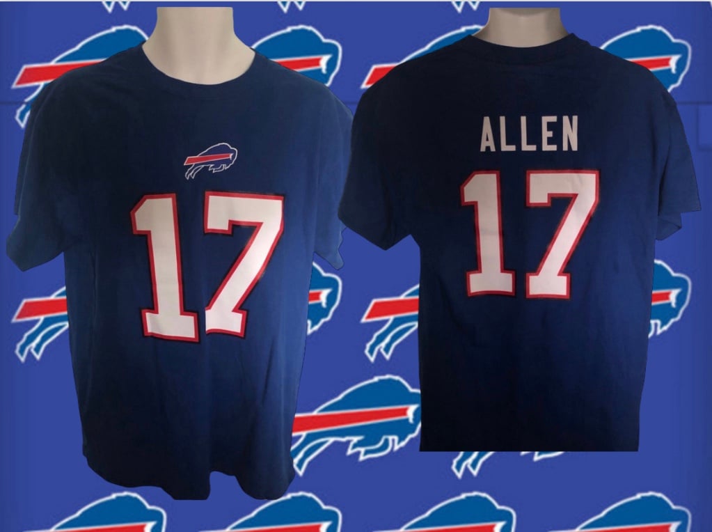Buffalo Bills Mafia NFL Large (L) Josh Allen #17 Replica Jersey Cotton Shirt NWT