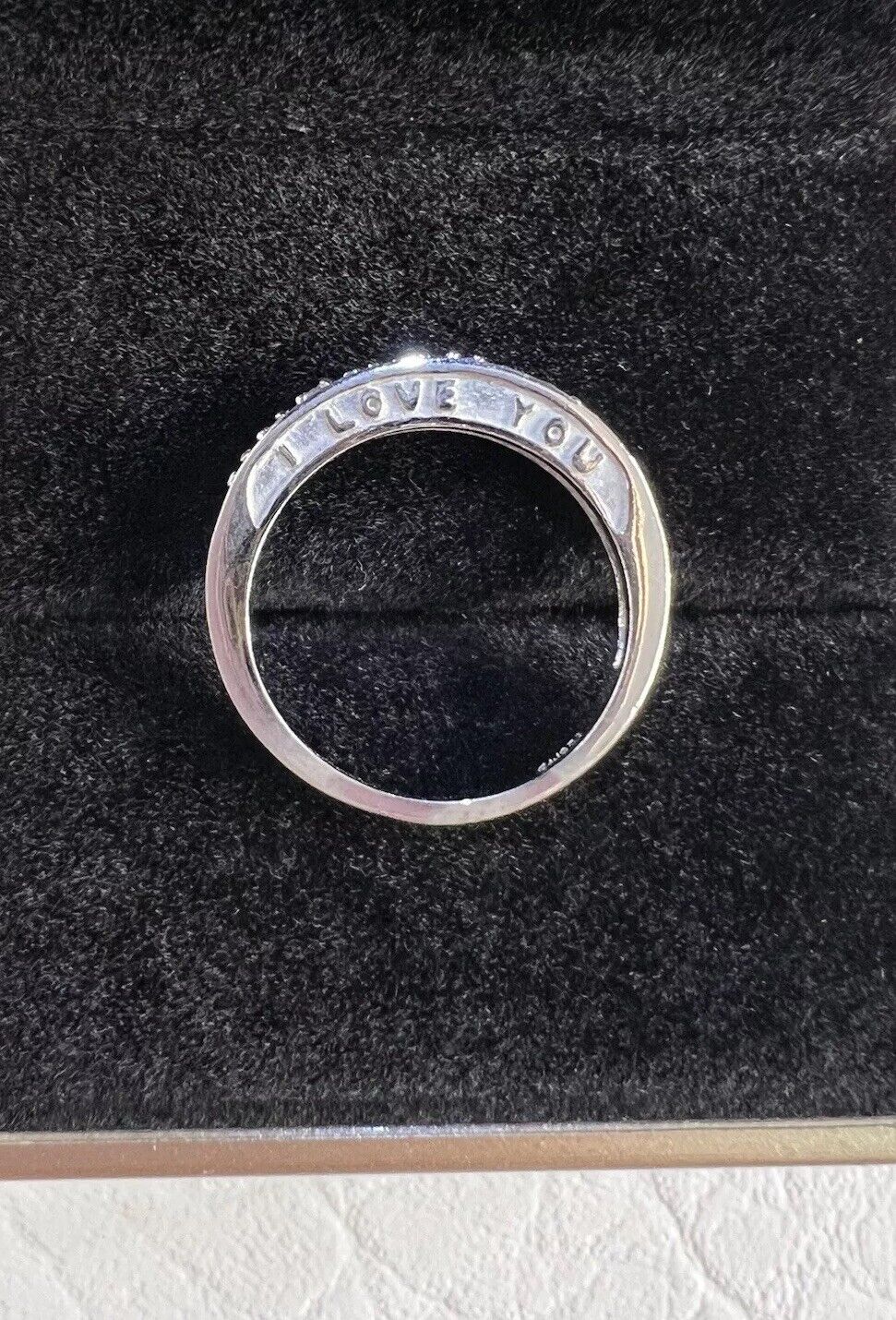 1/20th Cttw Diamond - “I Love You” Engraved Band Ring 925 Sterling Silver 7.