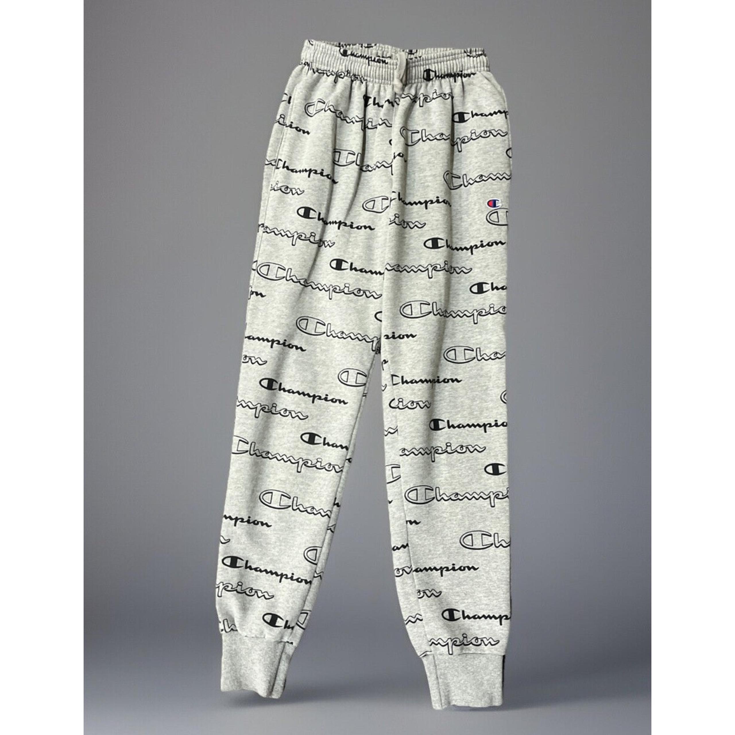 Champion men's S jogger printed all over logo grey athleticwear pockets cuffed