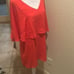 Krisa Women's Size M Layered Drape Mini Dress Coral Red Cocktail Party Flowy New
