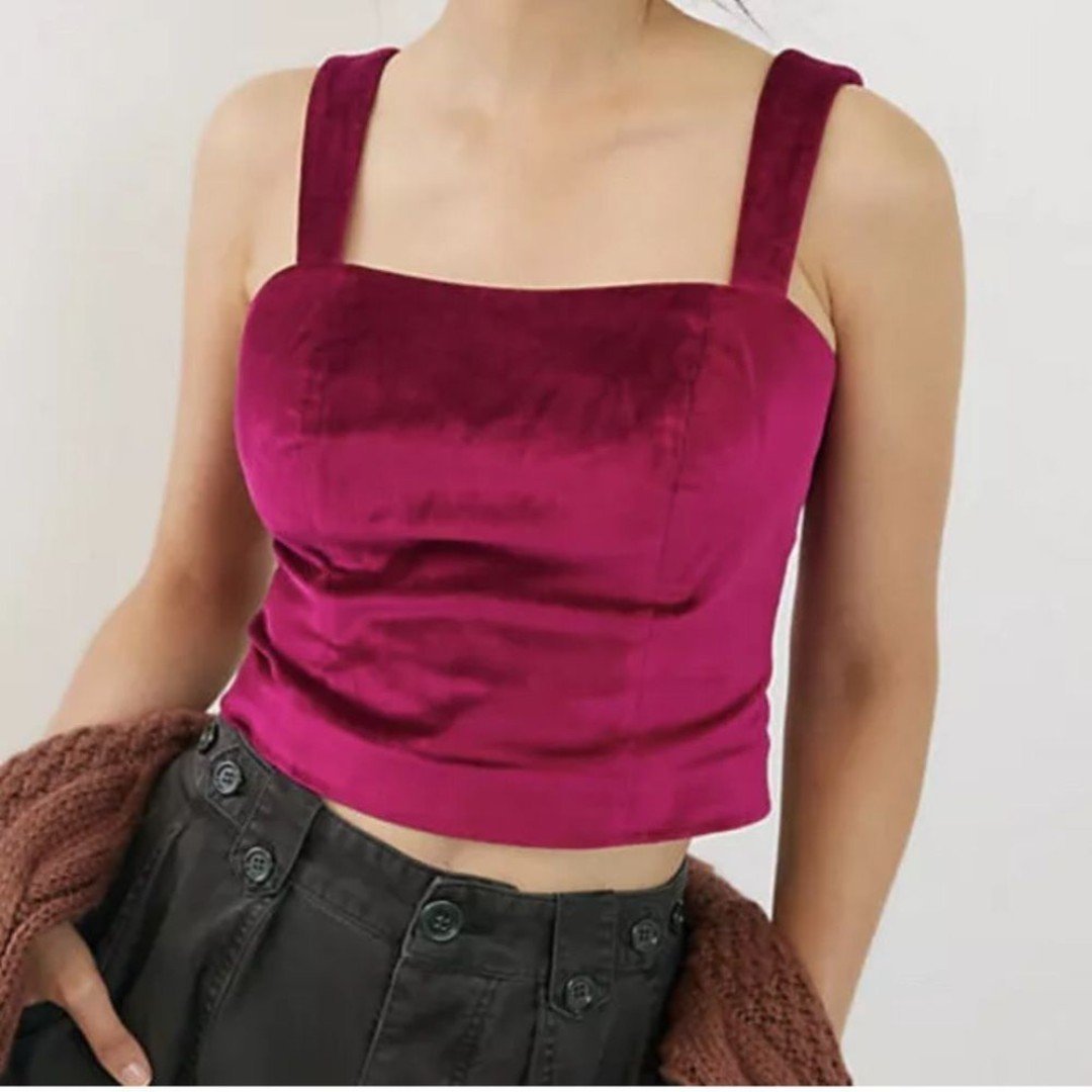 Maeve Anthropologie Velvet Cropped Tank Top Size Us 6