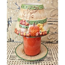 Yankee Candle Shade & Plate Apple Basket Autumn Pumpkins Harvest (no candle)