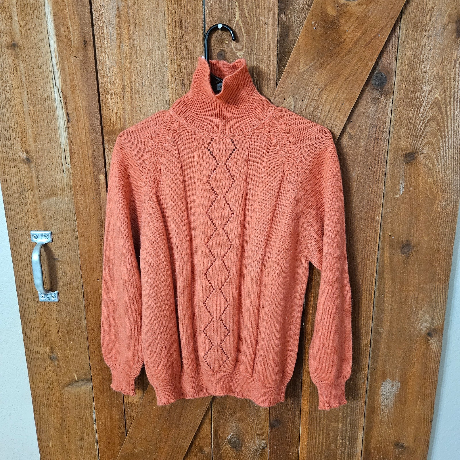Vintage Mohair Aeryl Women's Salmon Turtleneck Sweater