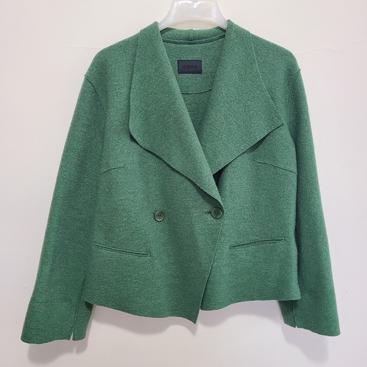 NWOT OSKA Blazer Jacket Boiled Wool size 2/M Regular Green Excellent