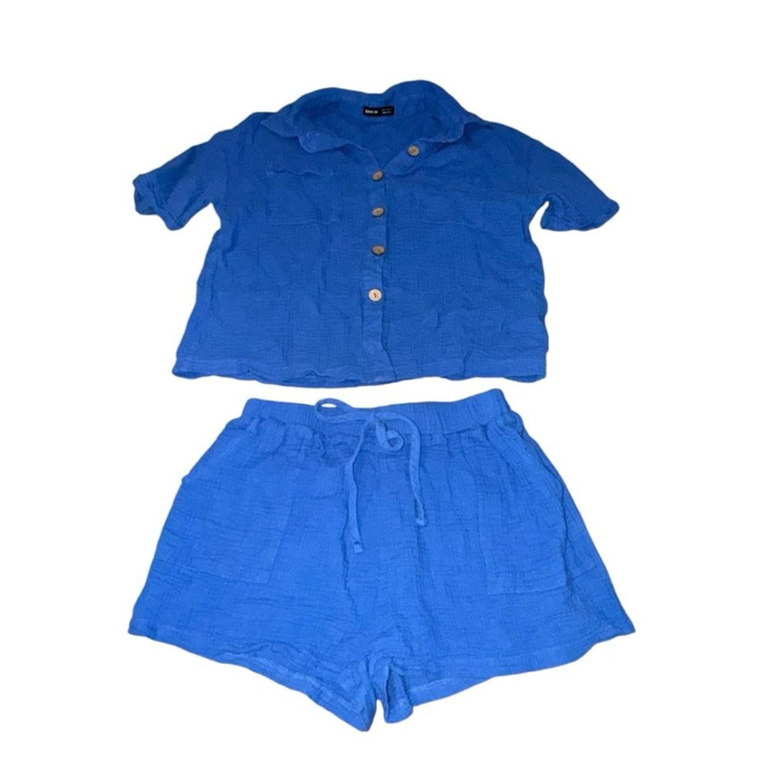 Women's Medium Royal Blue Matching Two Piece Short Set