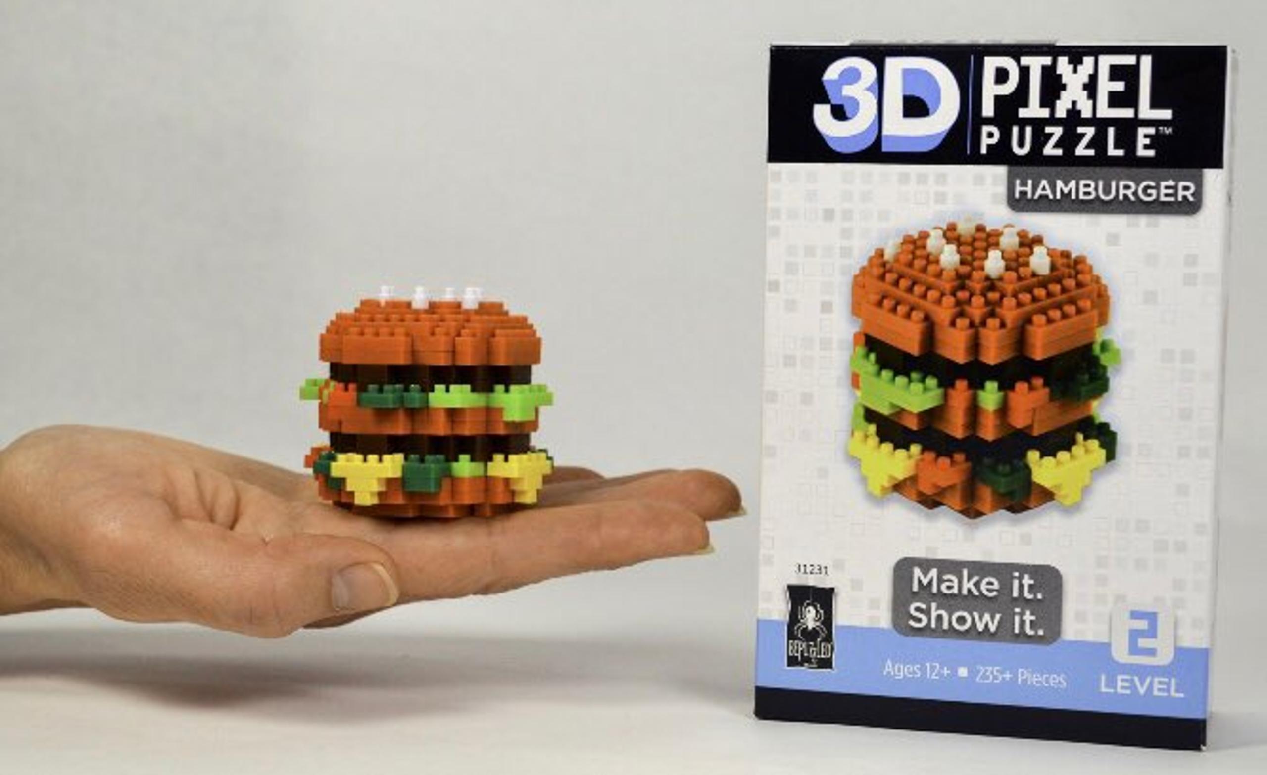 3D Pixel Puzzle Hamburger Building Set