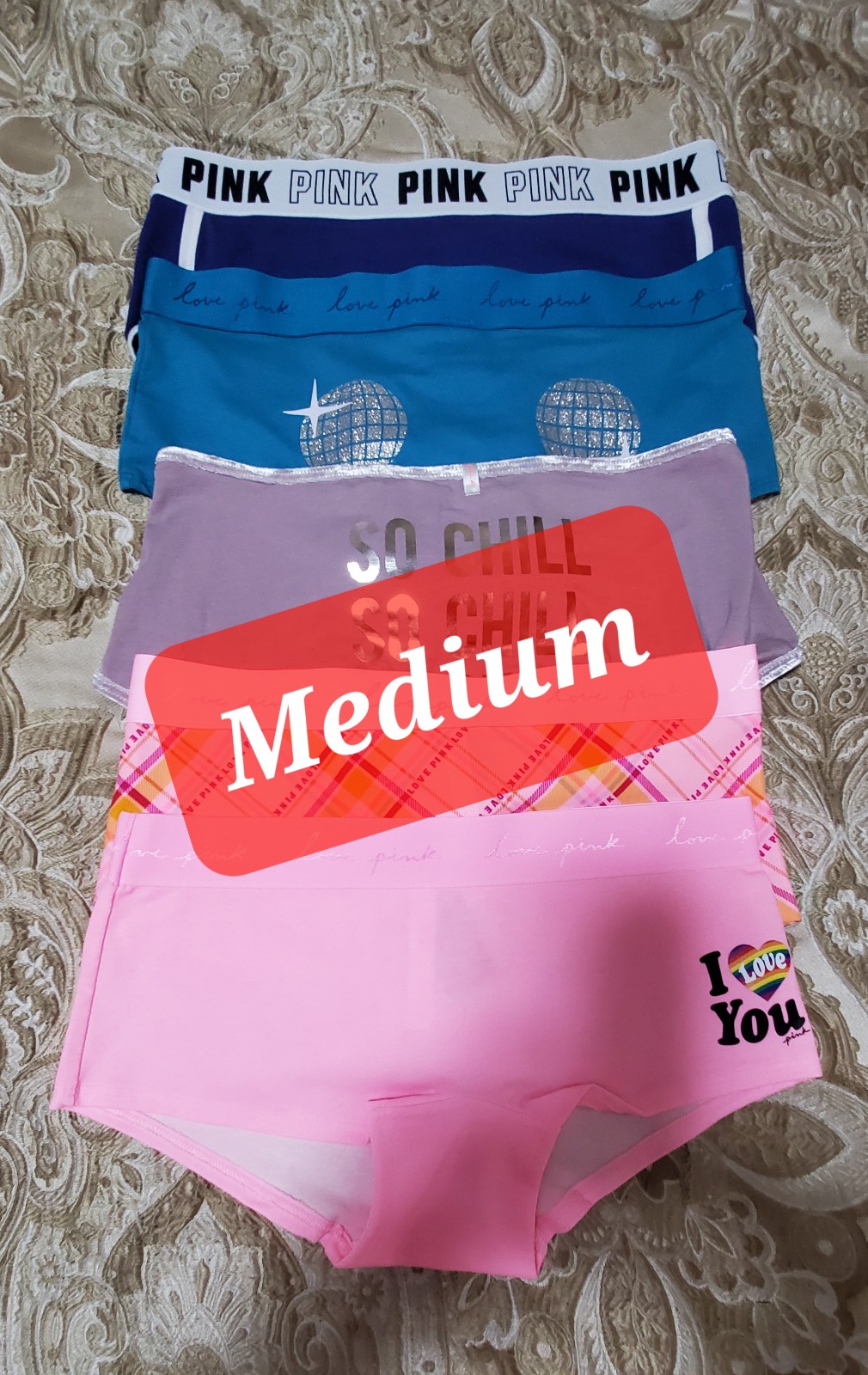 V.S. PInk Boyshort Panties Set M (5)