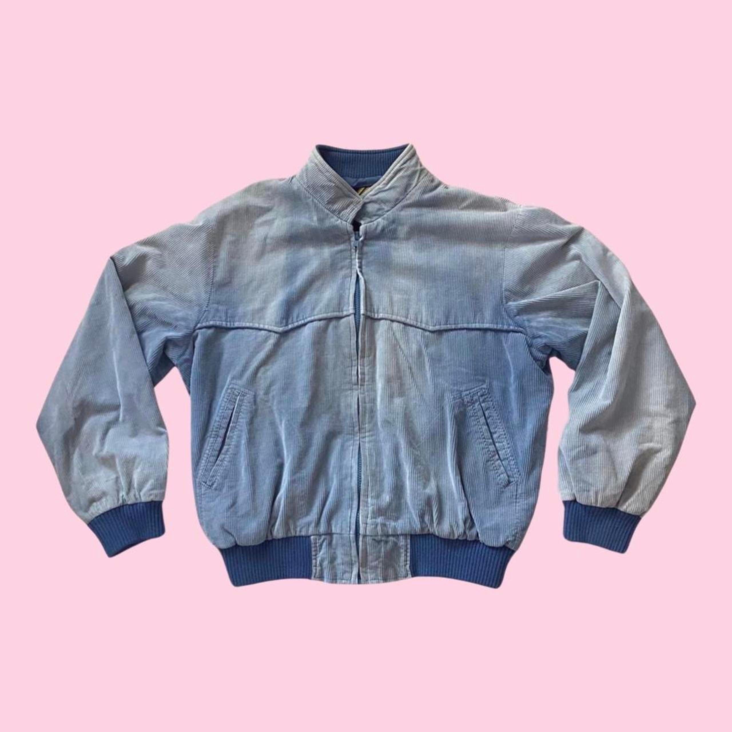 Vintage 1970s blue corduroy bomber jacket