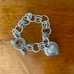 Judith Ripka Sterling Silver Link Bracelet with Heart Charm size 6.5”