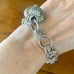 Judith Ripka Sterling Silver Link Bracelet with Heart Charm size 6.5”