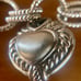 Judith Ripka Sterling Silver Link Bracelet with Heart Charm size 6.5”