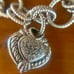 Judith Ripka Sterling Silver Link Bracelet with Heart Charm size 6.5”