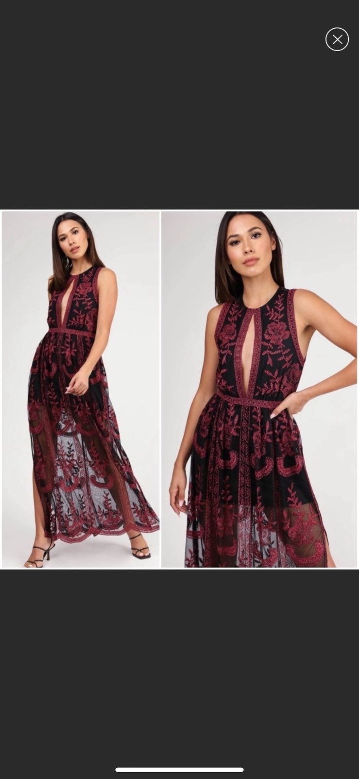 M Black & red lace sleeveless maxi dress