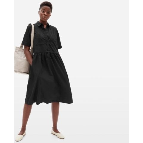 Everlane The Parklet Shirtdress Cotton Short Sleeve Collar Black Size 0