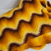 Vintage 70s Hand Crochet Blanket Brown Orange Yellow Psychedelic Wave