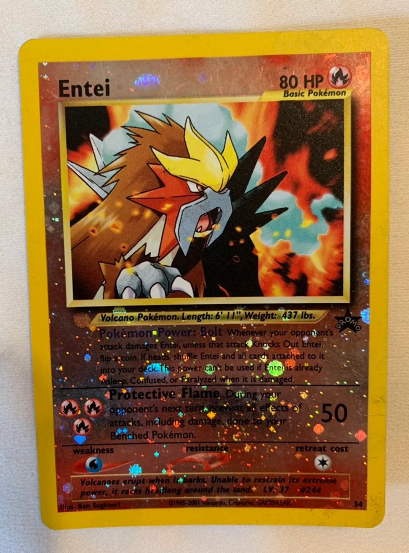 Entei Reverse Holographic Pokemon Card Fermi Bubbles Grading F