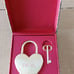 Authentic Christian Dior Gold Heart Lock Charm Pendant with Key and Original Box