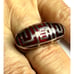 Vintage GREEK KEY RING Sterling Silver Red Resin Size 8 3/4