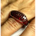 Vintage GREEK KEY RING Sterling Silver Red Resin Size 8 3/4
