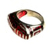 Vintage GREEK KEY RING Sterling Silver Red Resin Size 8 3/4