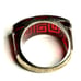 Vintage GREEK KEY RING Sterling Silver Red Resin Size 8 3/4