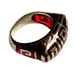 Vintage GREEK KEY RING Sterling Silver Red Resin Size 8 3/4