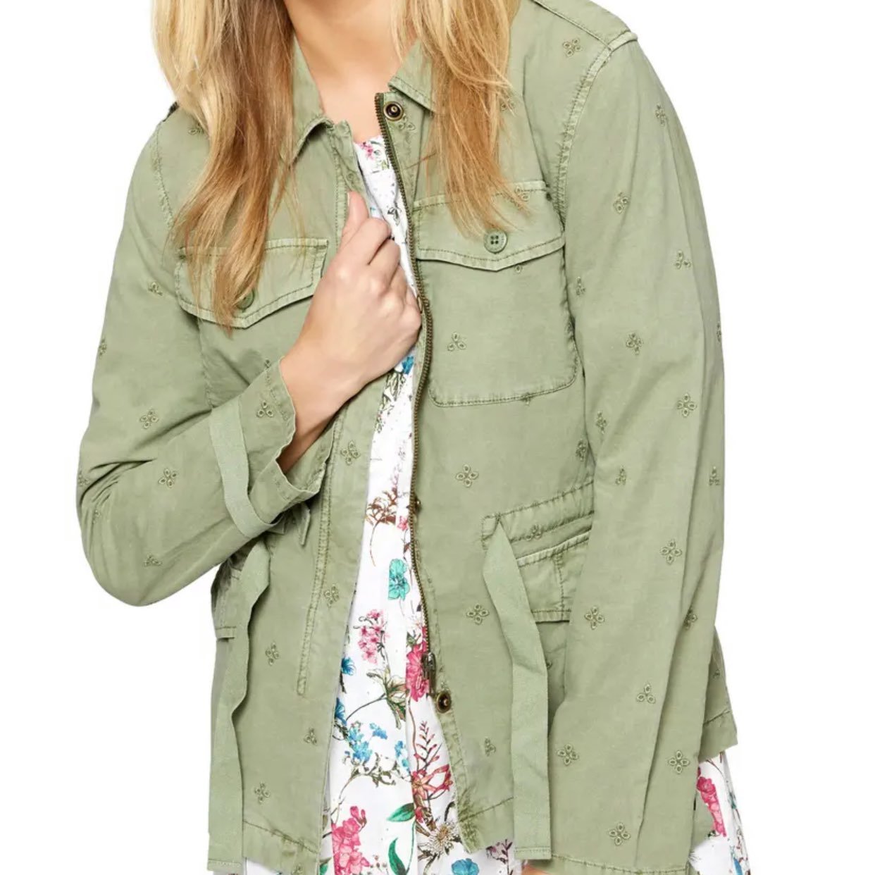 SANCTUARY Green Eyelet Utility Jacket