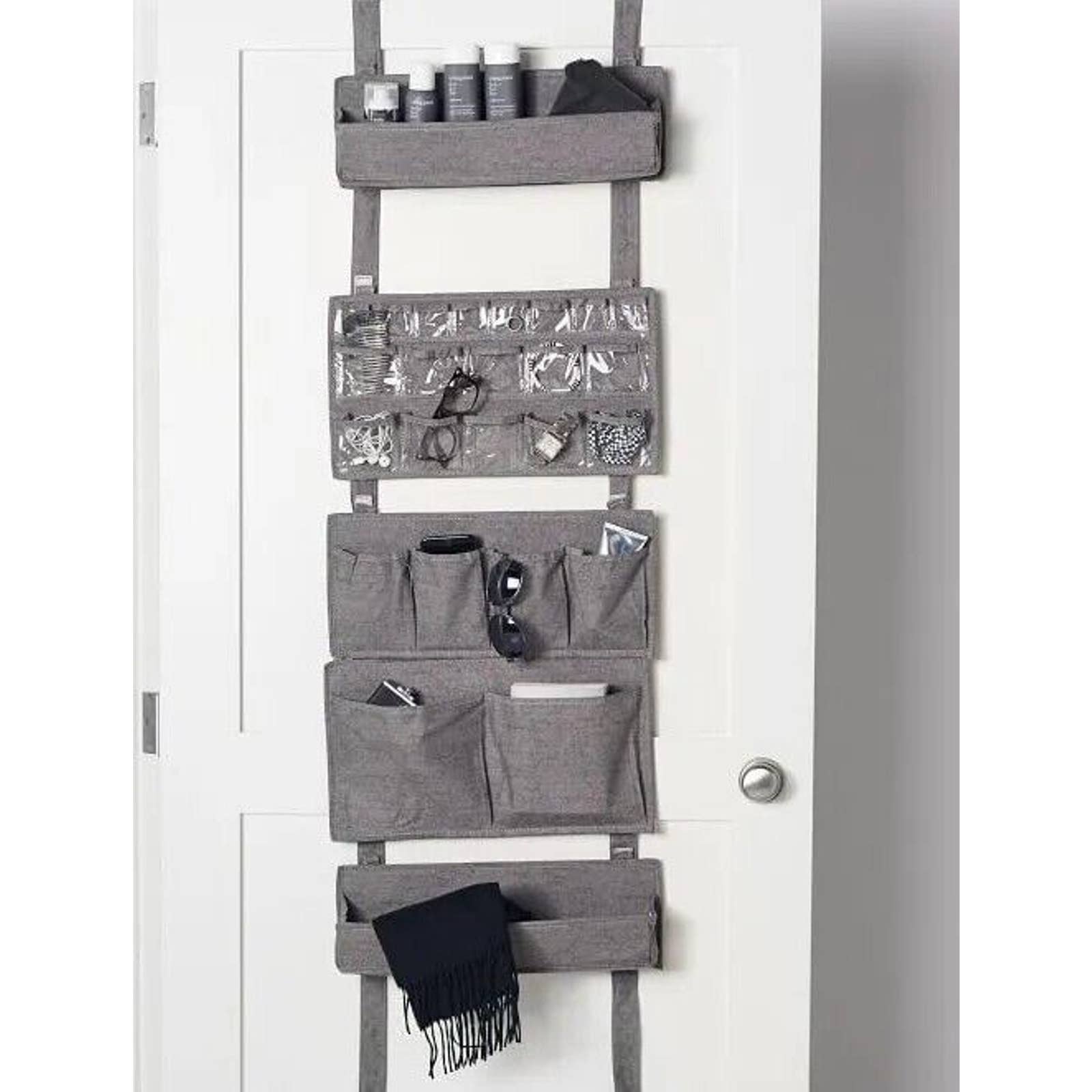 Pottery Barn Over The Door Hanging Modular Fabric Storage Gray NEW