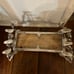 MARTHA STEWART 4 Metal Skeletons Holding Wood Tray Candle Holder Halloween Goth